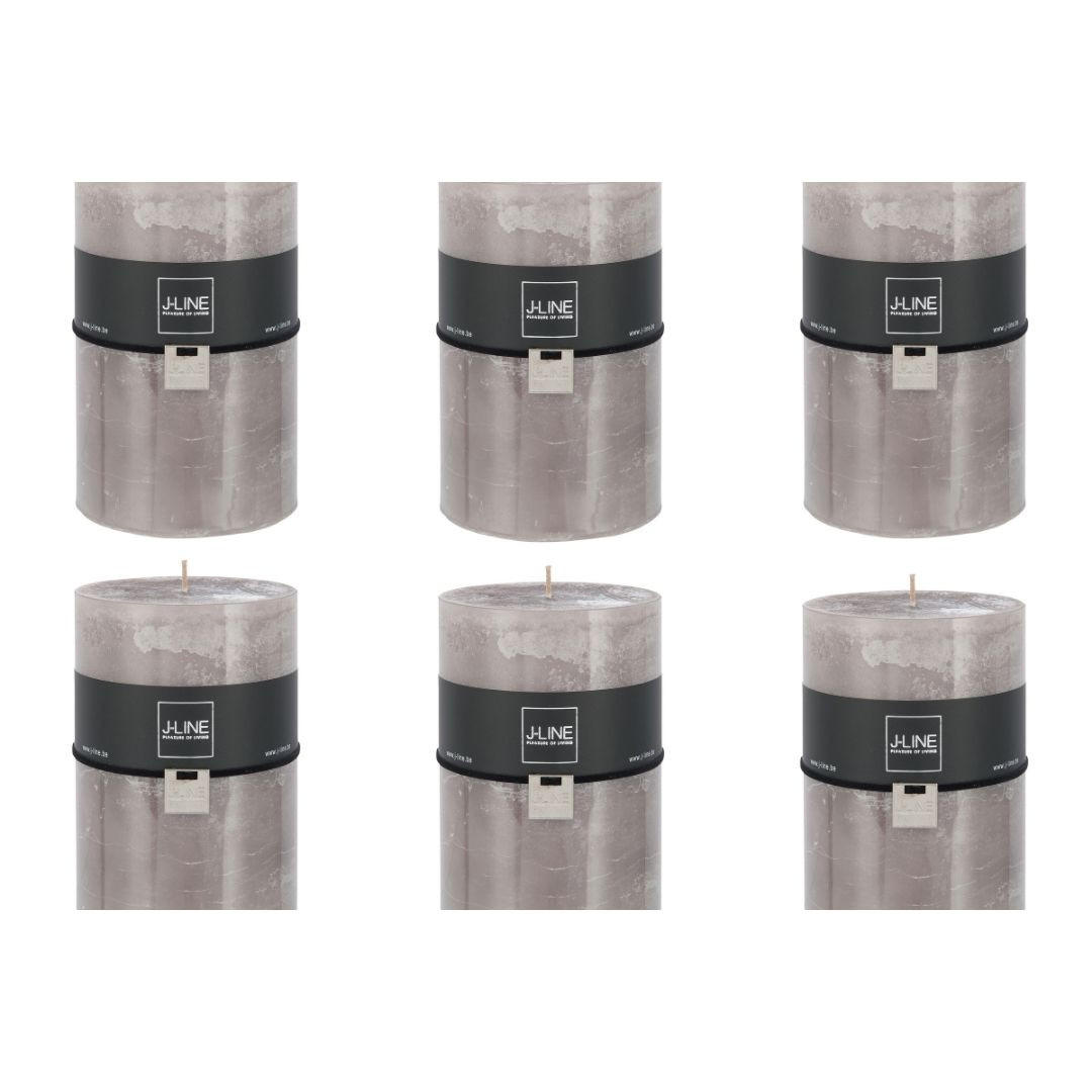 DUFTKERZE ZART - Grau - XL - 95 Std. - 6er set - Grau, Paraffin (10/15cm) - J-Line