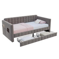POLSTERBETT 90/190 cm Grau Schlafsofa mit Stauraum und 2 Schubladen - Grau, Textil (90/190cm) - OKWISH