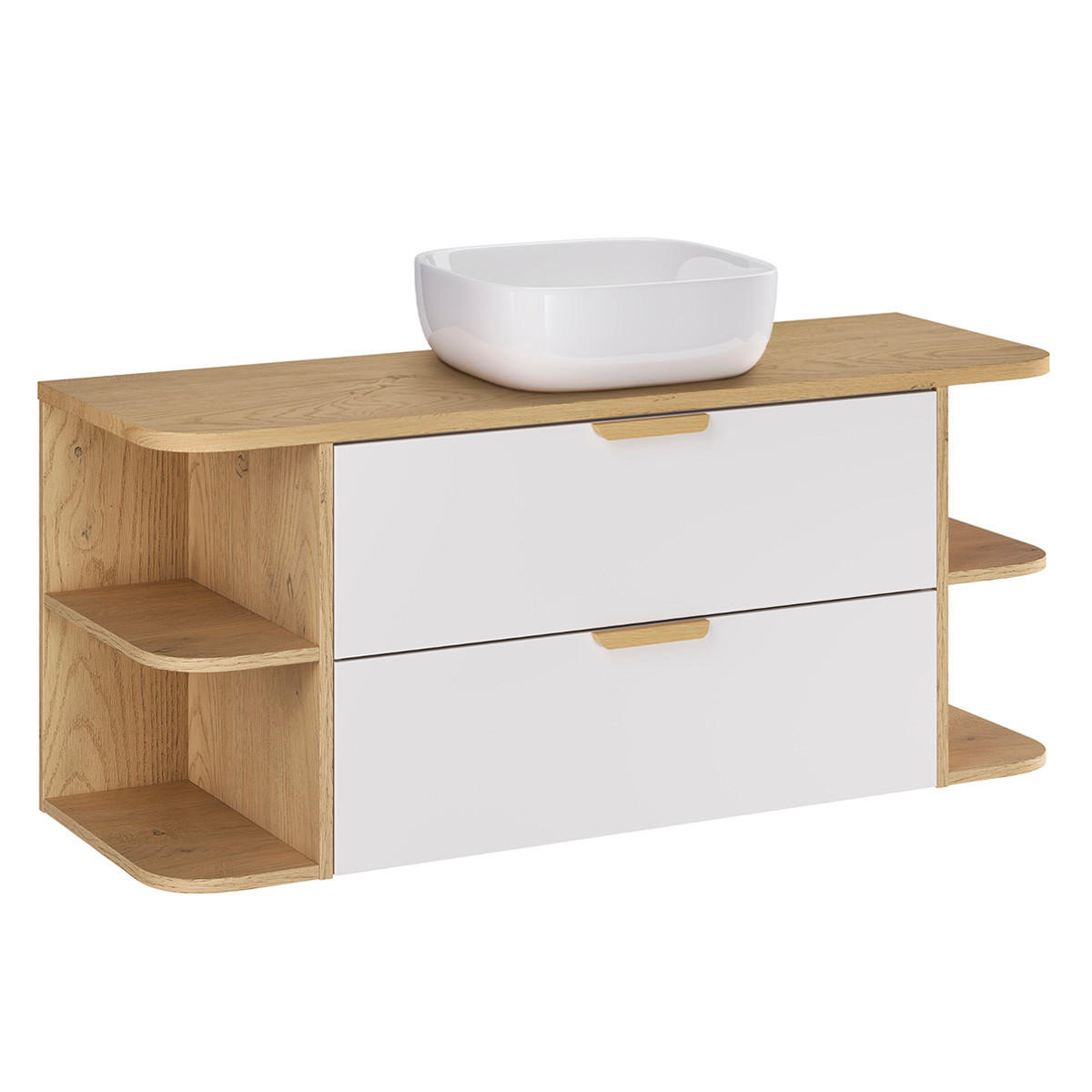 BADMÖBEL 120.4cm Oria 2er-Set Weiß - Weiß, Holzwerkstoff (120.4/50/45.8cm) - Petits-meubles