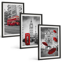 BILDER SET 3er Set - 40x60 cm Schwarzer Rahmen - Red Accents London - Schwarz, Kunststoff (40/60cm) - TULUP