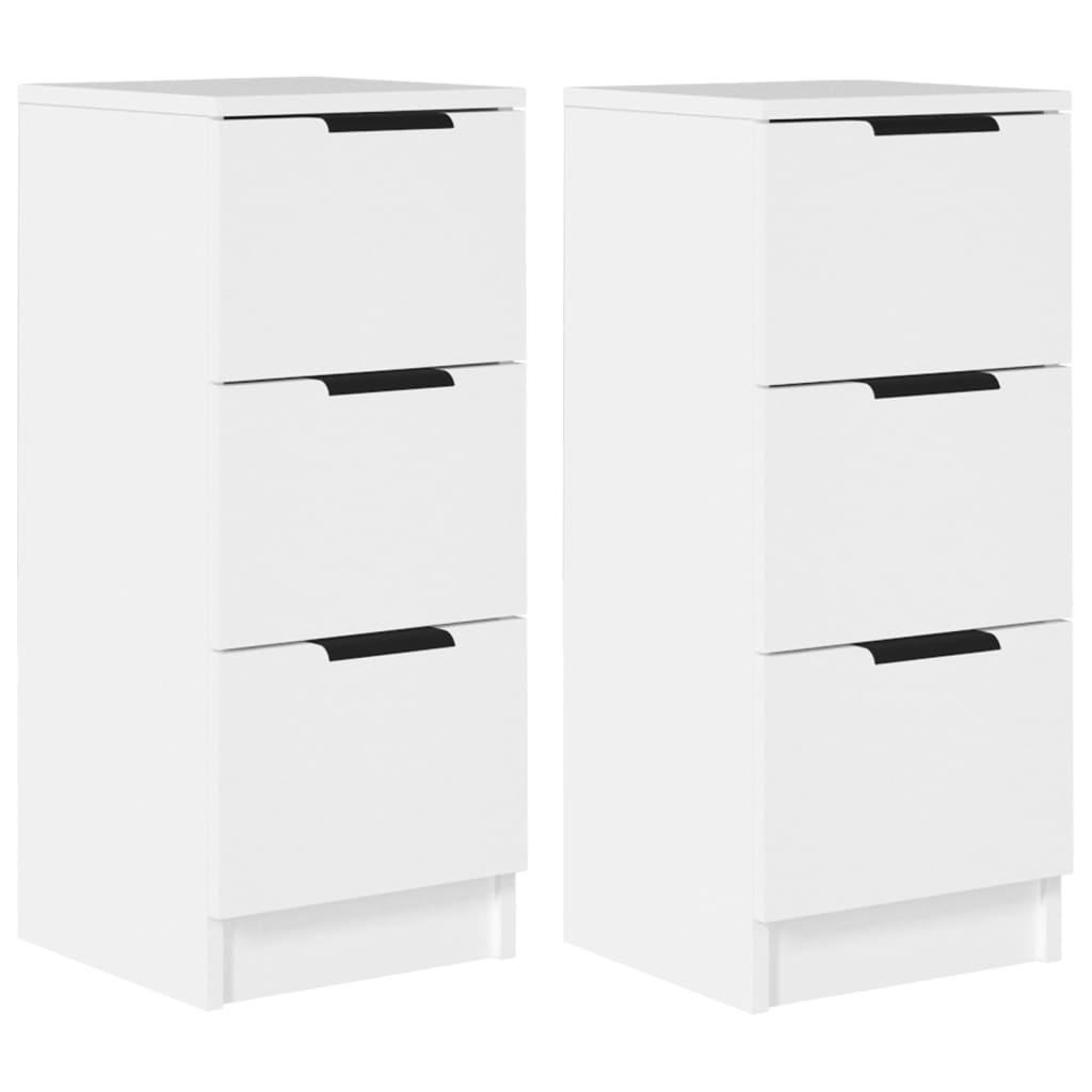SIDEBOARDS 2 Stk. Weiß 30x30x70 cm Holzwerkstoff - Weiß, Holzwerkstoff (30/70/30cm) - furnicato