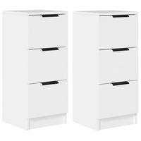 SIDEBOARDS 2 Stk. Weiß 30x30x70 cm Holzwerkstoff - Weiß, Holzwerkstoff (30/70/30cm) - furnicato