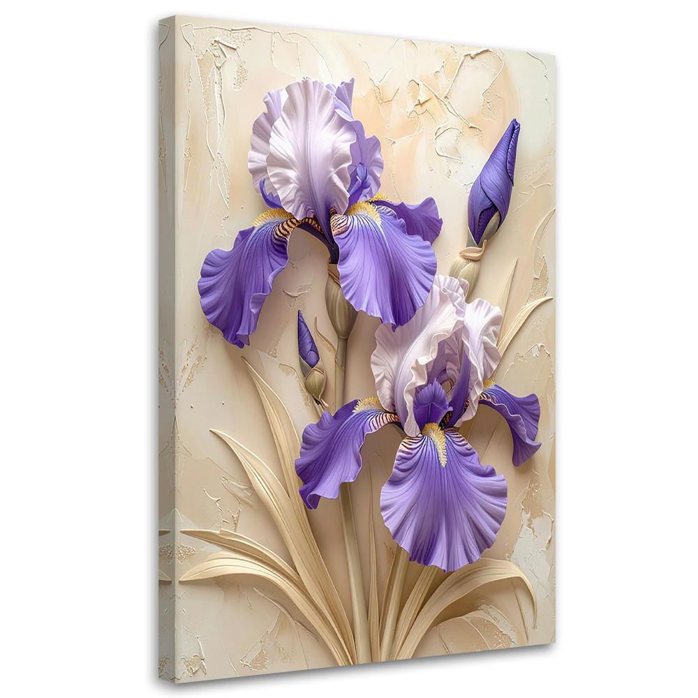 WANDBILD, Lila Schwertlilien in einem eleganten Blumenarrangement - Beige, Textil (70/100cm) - Feeby