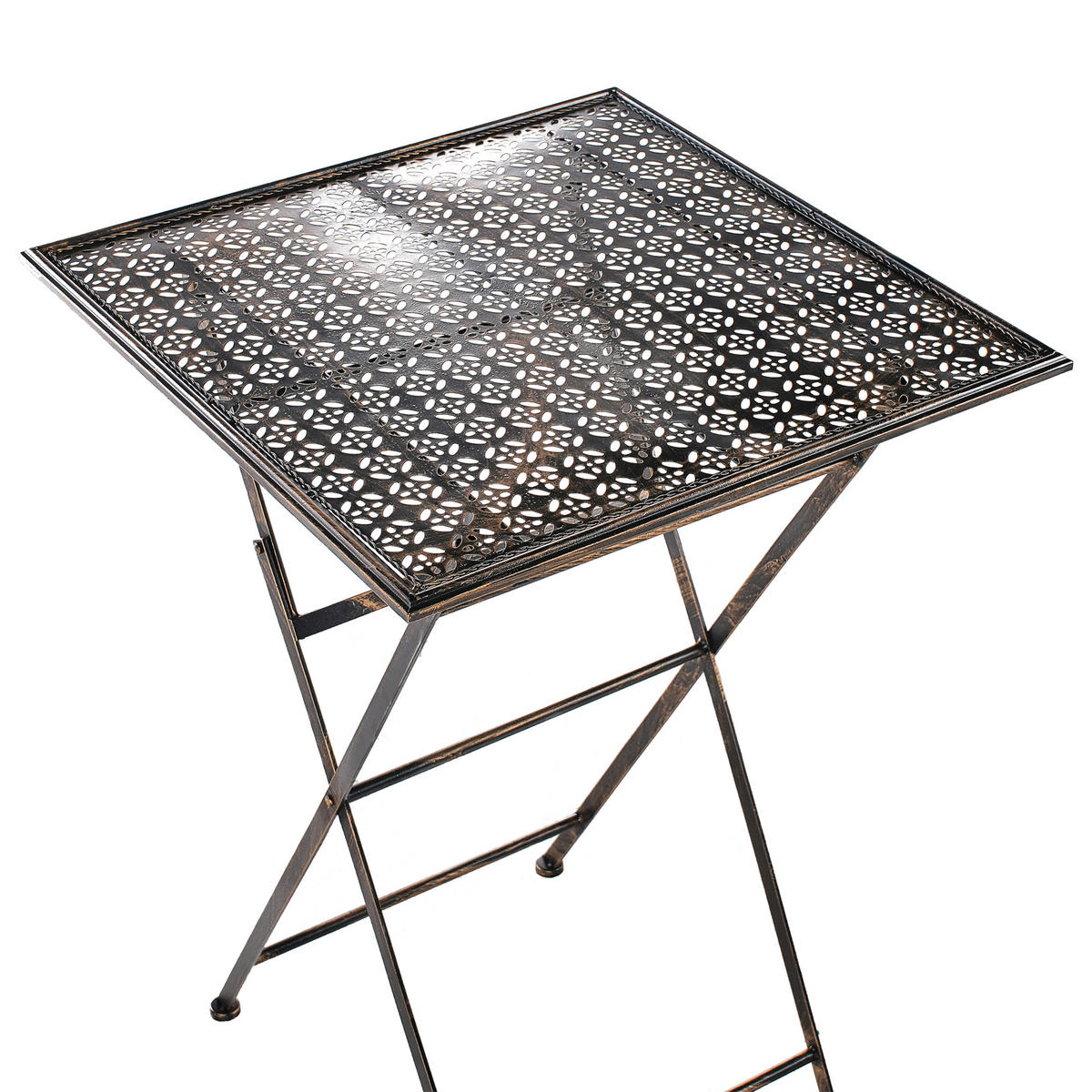 GARTEN-BARTISCH Schwarz/Gold Bormio - Goldfarben/Schwarz, Metall (60/60/90cm) - Beliani
