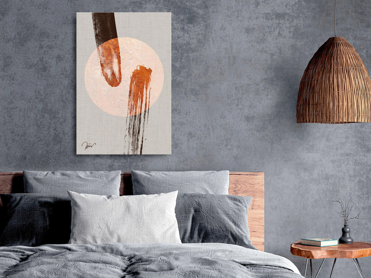 KUNSTDRUCK Grau 80/120 cm - Orange/Grau, Textil (80/120cm) - KUNSTLOFT