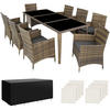 RATTAN SITZGRUPPE Menorca,2 Bezugssets, inklusive Schutzhülle,natur - Naturfarben, Kunststoff - tectake