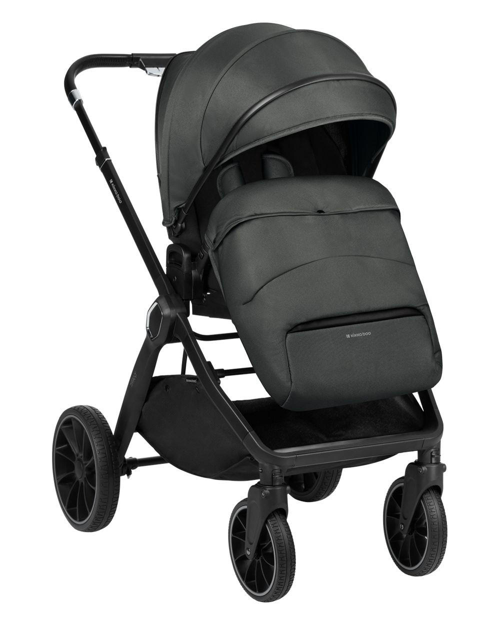 KINDERWAGEN Tiffany 2 in 1 grau/schwarz Babywanne, Sportsitz, Wickeltasche, PU-Räder - Anthrazit, Metall (81/59/102cm) - Kikka boo