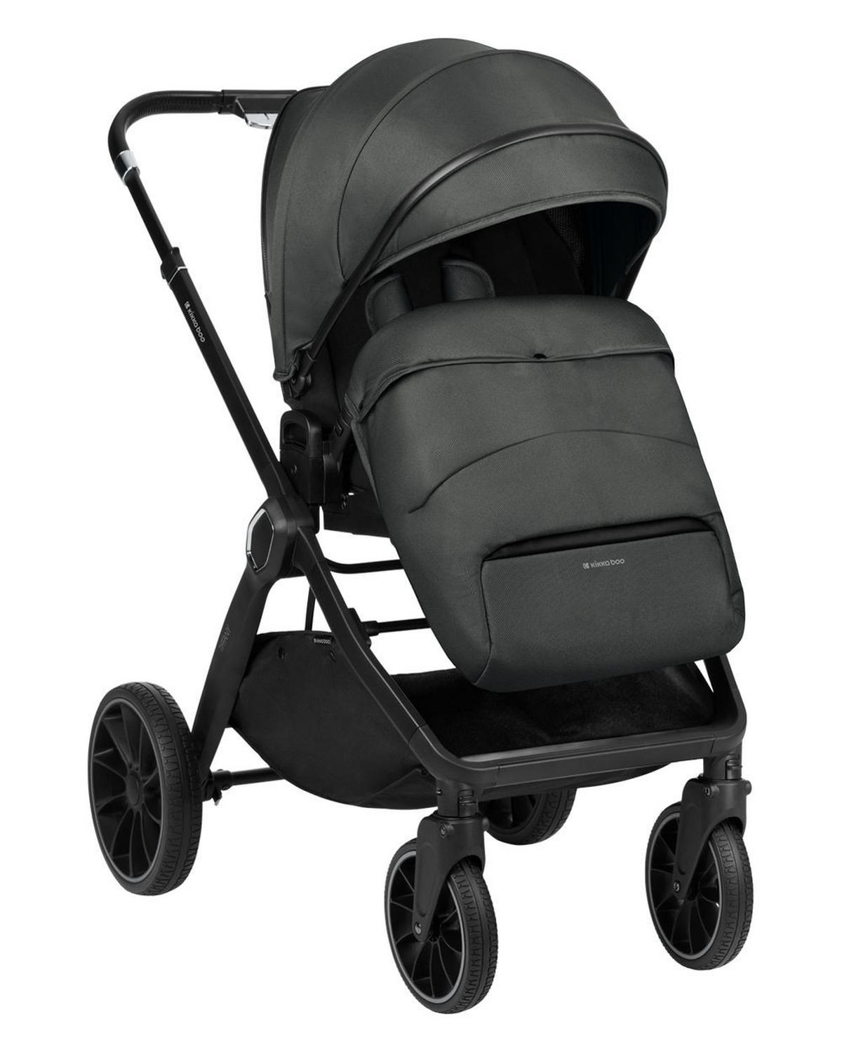 KINDERWAGEN Tiffany 2 in 1 grau/schwarz Babywanne, Sportsitz, Wickeltasche, PU-Räder - Anthrazit, Metall (81/59/102cm) - Kikka boo