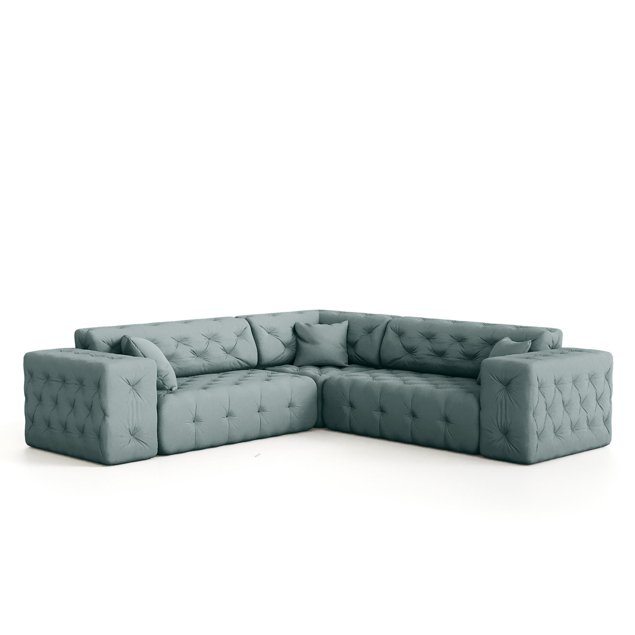 ECKSOFA Chantal - Salbeigrün, Holzwerkstoff/Textil (246/246cm) - Fun Möbel