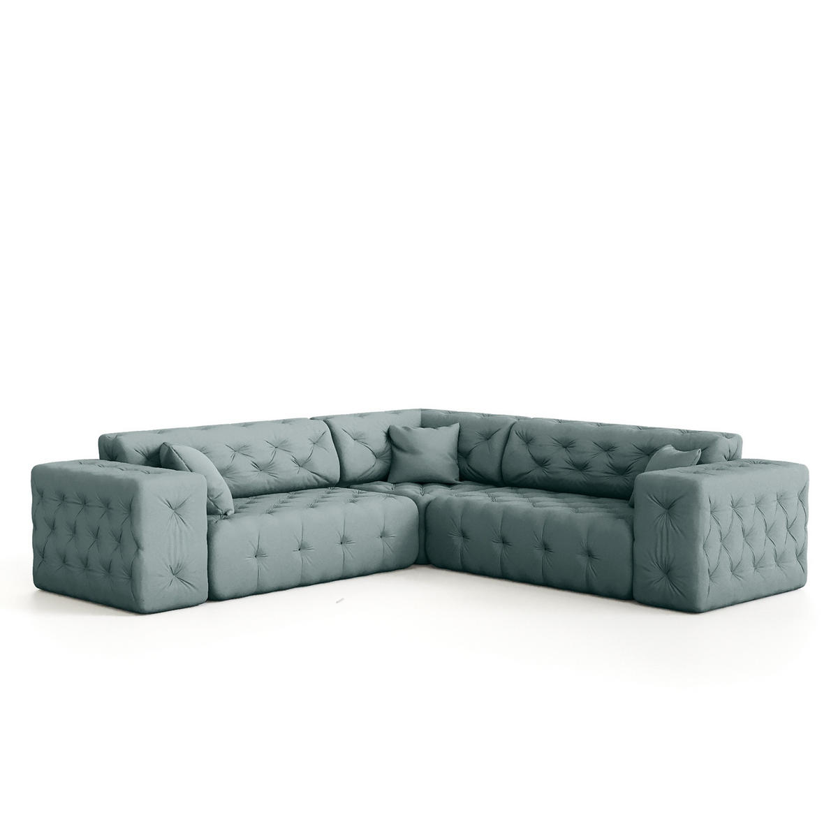 ECKSOFA Chantal - Salbeigrün, Holzwerkstoff/Textil (246/246cm) - Fun Möbel