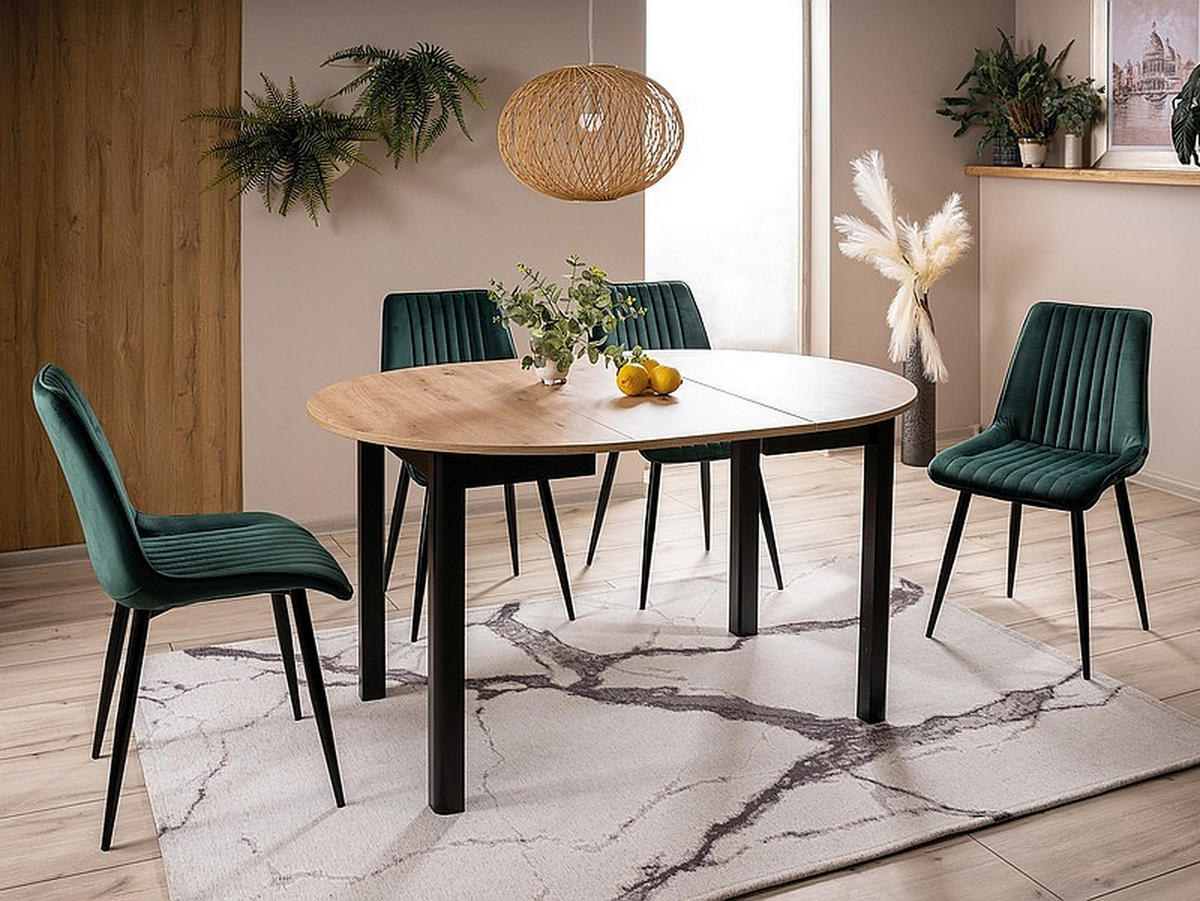 ESSTISCH rund ausziehbar Eiche Artisan Schwarz 102x75 cm - Schwarz/Eiche Artisan, Holzwerkstoff (102/102/75cm) - designimpex