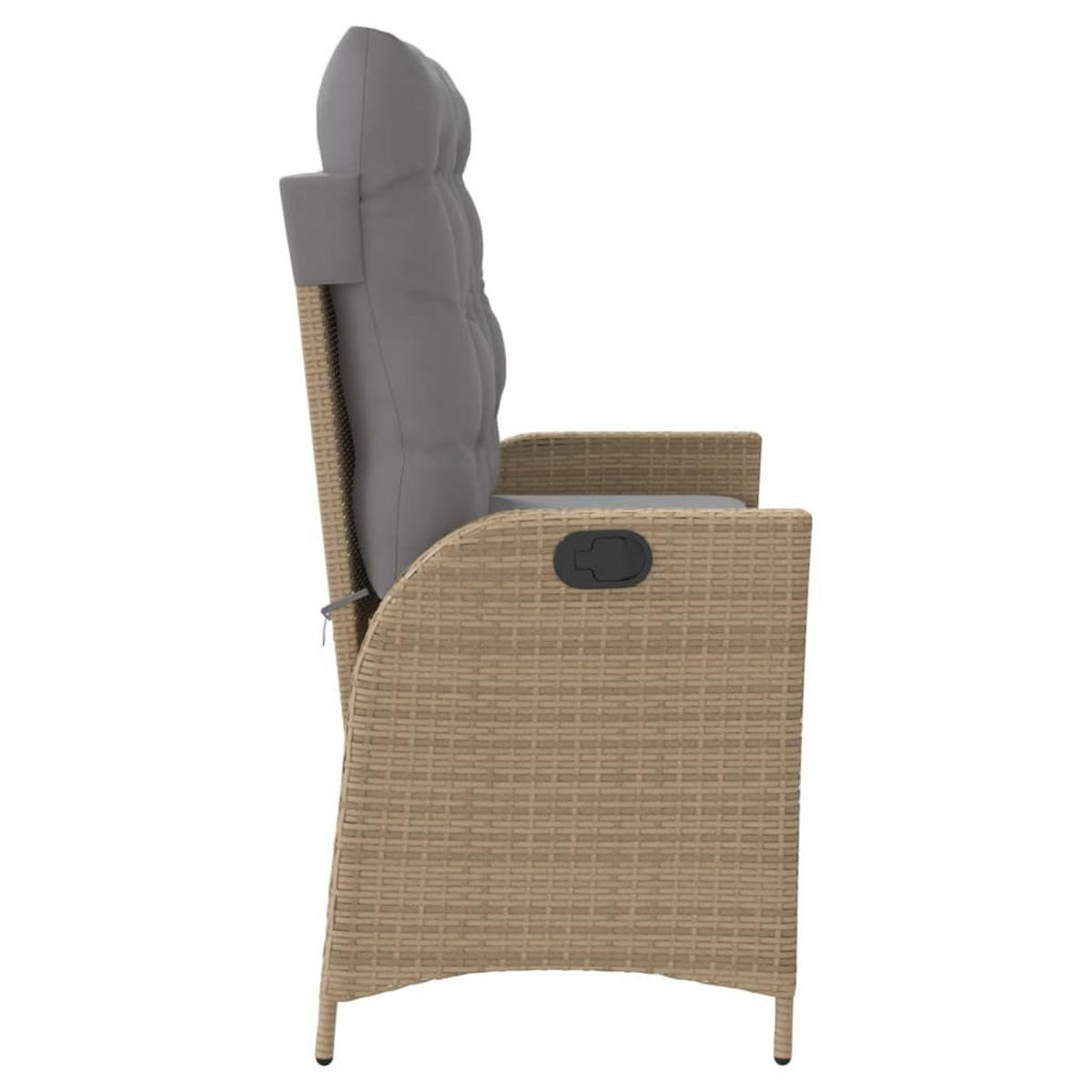 GARTENBANK Verstellbar mit Kissen Beige Poly Rattan - Beige, Kunststoff (104/93/59cm) - furnicato