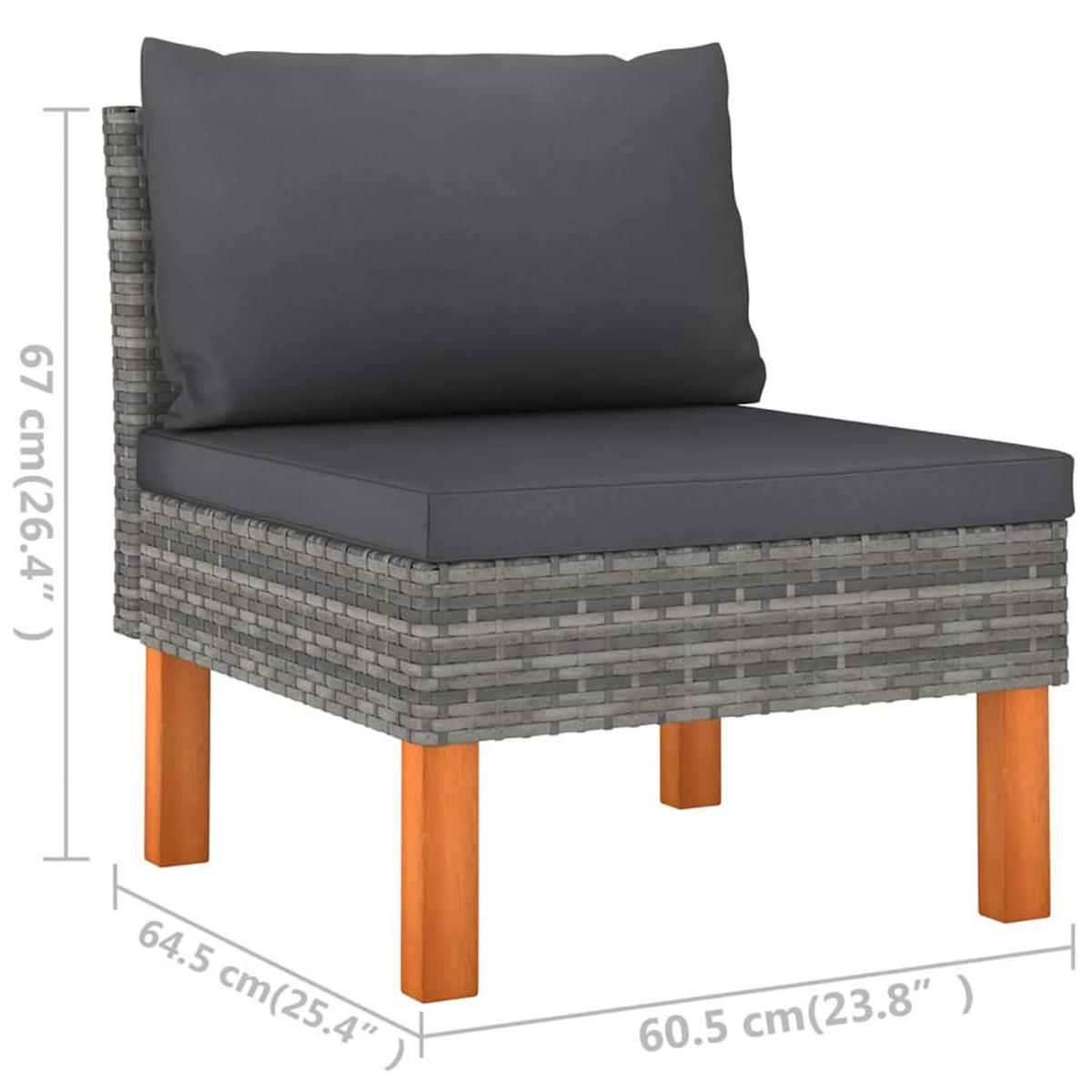 GARTEN-LOUNGE-SET 5-teilig Mit Kissen Poly Rattan Grau - Anthrazit/Grau, Kunststoff/Textil - vidaXL