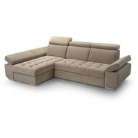 ECKSCHLAFSOFA Bianca beige links - Chromfarben/Beige, Textil (264/165cm) - Beautysofa
