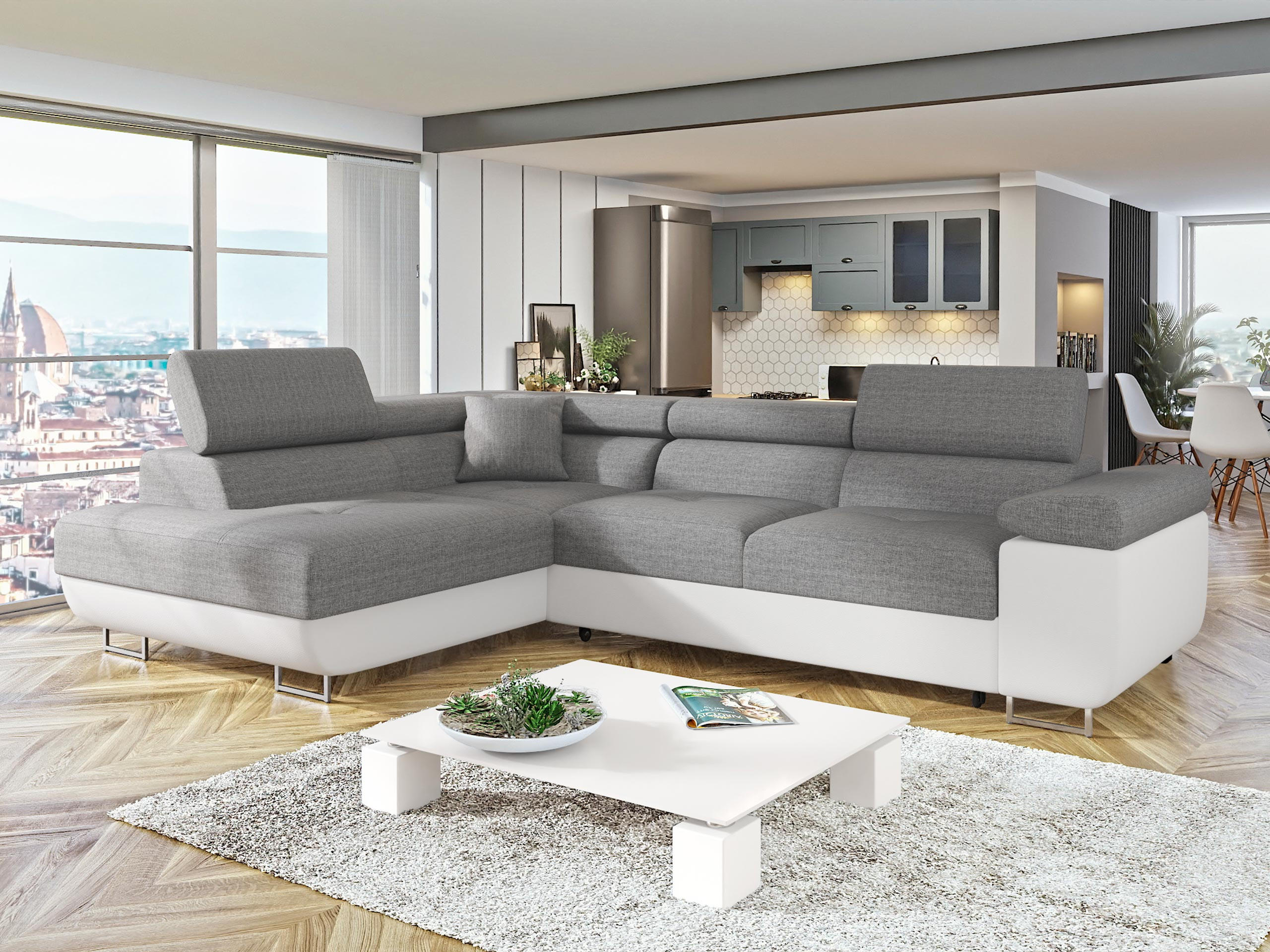 ECKSOFA Torezio, Seite: Links - Weiß, Holz/Textil (274/203cm) - MIRJAN24