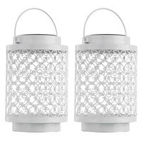 LED AUSSENLEUCHTE Metall Weiß Orientalisch 2er Set - Weiß, Metall (13/13/18cm)