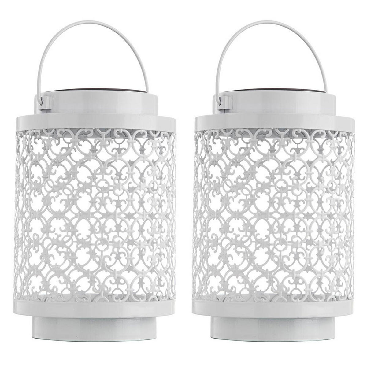 LED AUSSENLEUCHTE Metall Weiß Orientalisch 2er Set - Weiß, Metall (13/13/18cm)