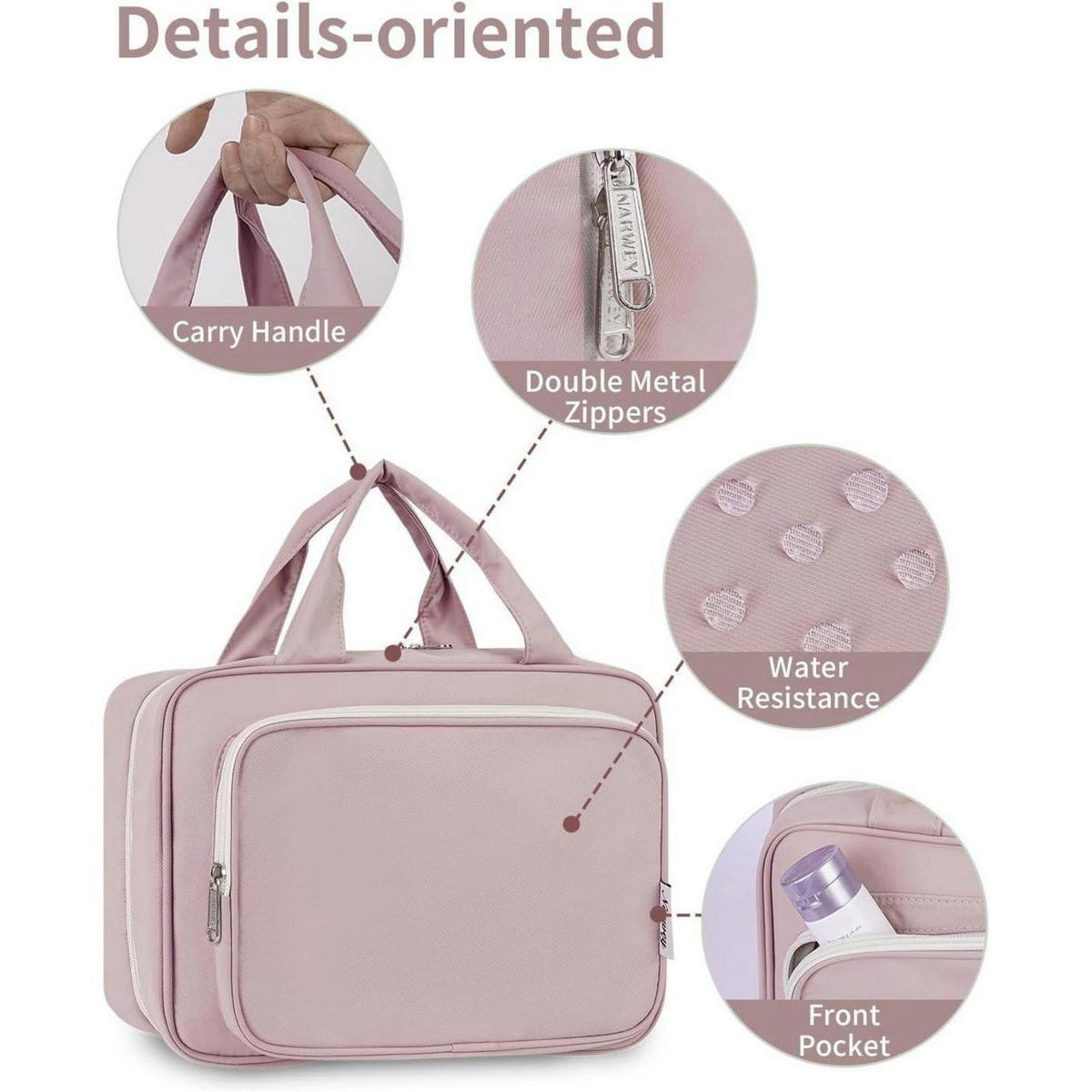 KULTURTASCHE zum Aufhängen Altrosa Medium - Rosa, Textil (5/5/1cm)