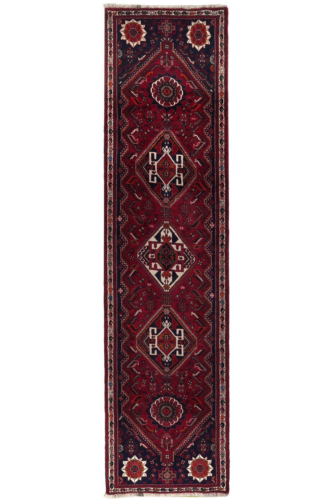 LÄUFER Orient handgeknüpft Gashgai Rot 302/77 cm Schurwolle - Rot, Textil (77/302cm) - Looma