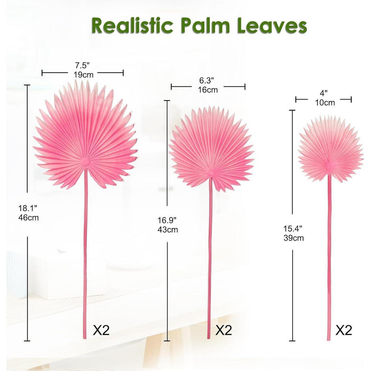 KUNSTPFLANZE 6-teiliges Set Palmenblätter Rosa - Rosa, Kunststoff (45cm)