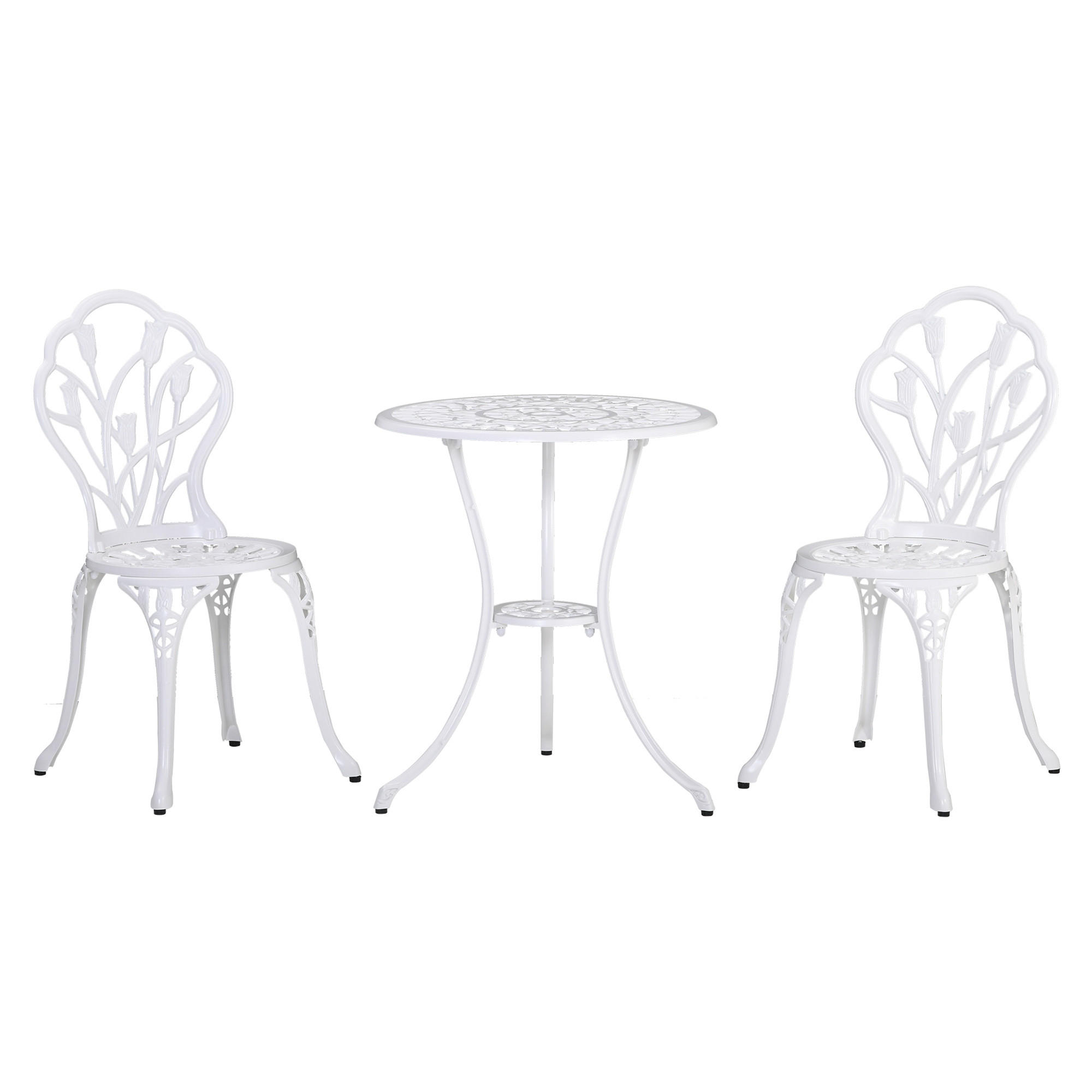 GARTENMÖBEL Set, Aluminium, Weiß - Weiß, Metall - Outsunny
