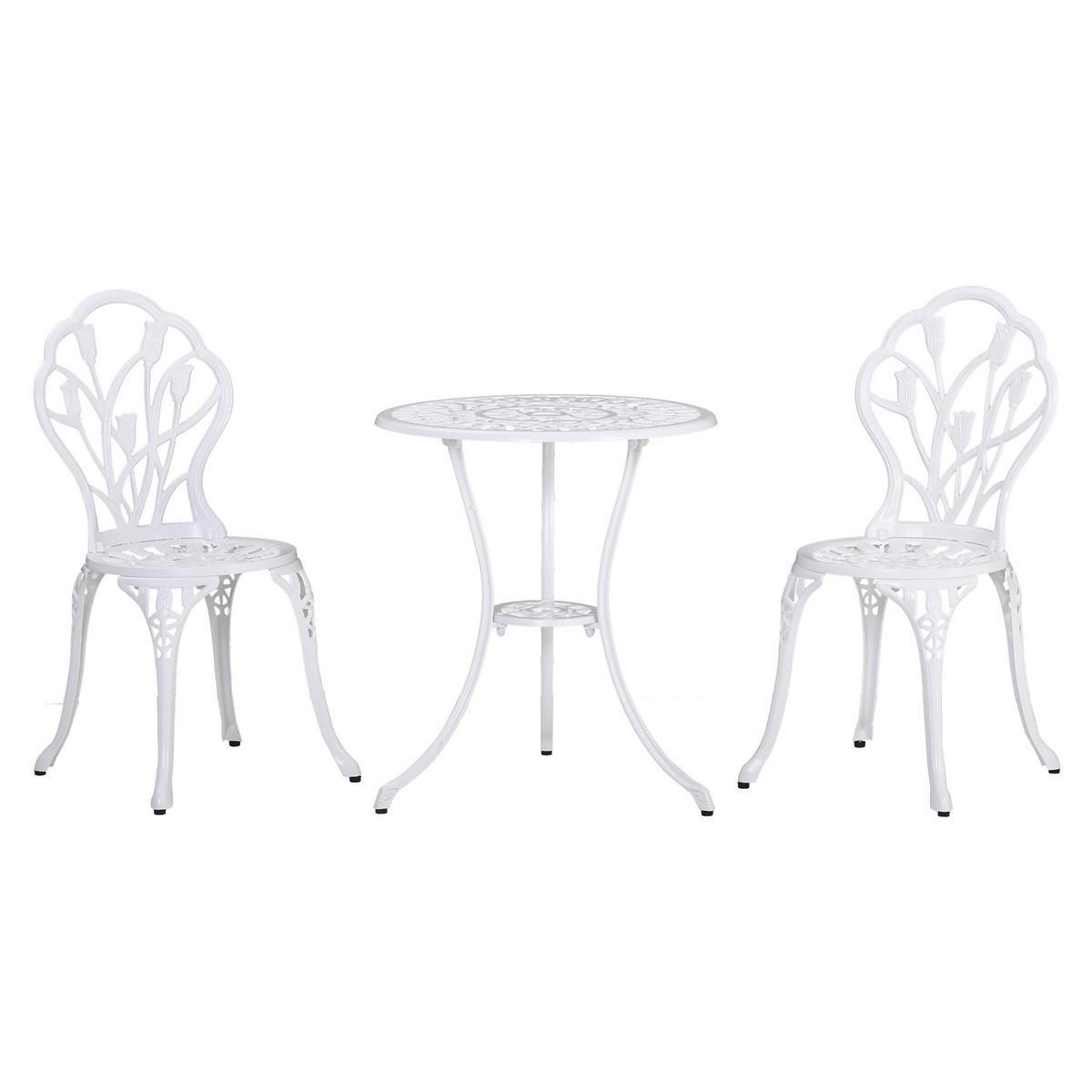 GARTENMÖBEL Set, Aluminium, Weiß - Weiß, Metall - Outsunny
