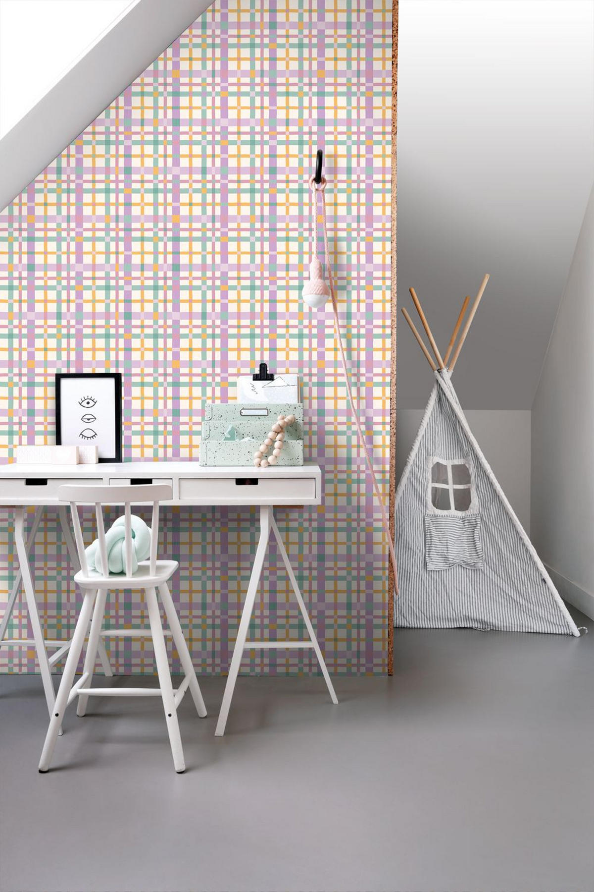 TAPETE Karomuster 50 x 900 cm - Lila, Papier (50/0.1cm) - ESTAhome
