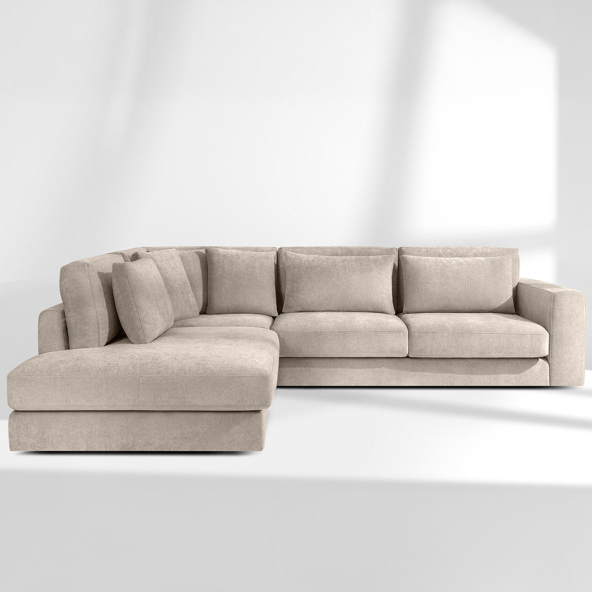 ECKSOFA links VERUS - Creme, Holz/Holzwerkstoff (297/248cm) - KONSIMO®