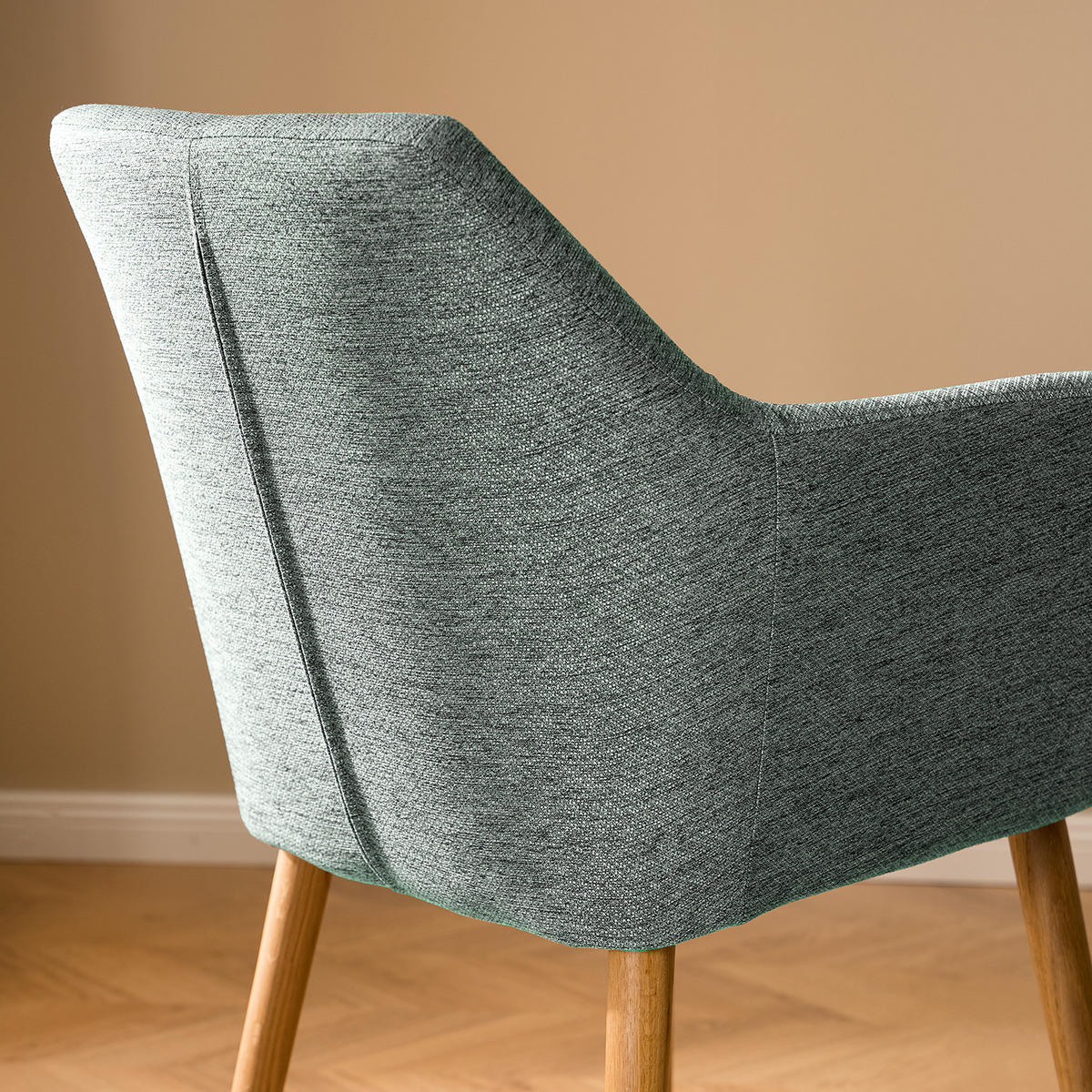 ARMLEHNENSTUHL - Dunkelgrün/Eichefarben, Textil (58/84/58cm) - home24