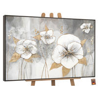 GEMÄLDE Goldene Blüten Schattenfugenrahmen Grau 120x80 cm - Grau, Holz (120/80cm) - YS-art gallery