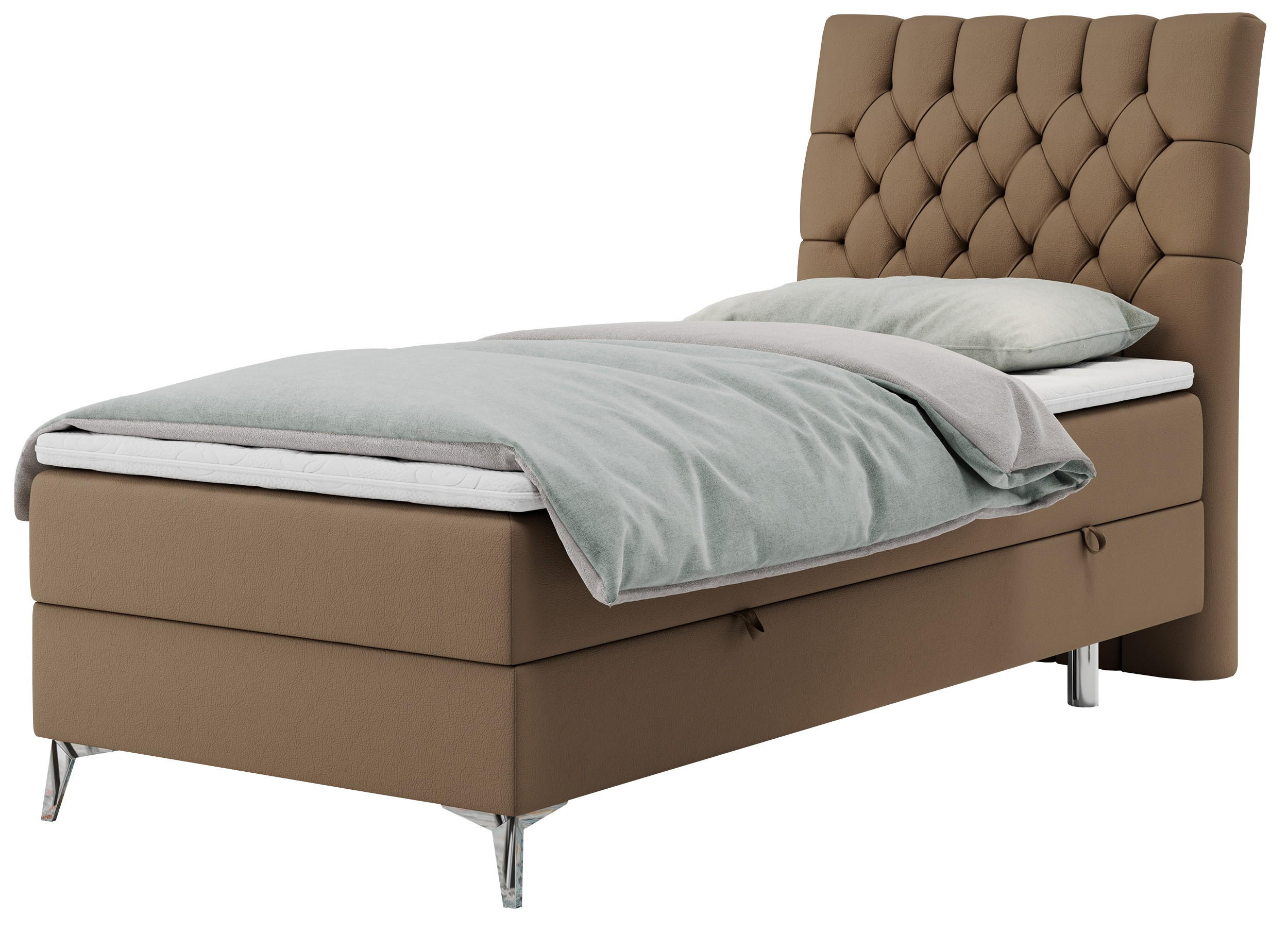 BOXBETT MILEN 90/200 Braun Kunstleder - H4 - Rechts Seite - Braun, Holz/Textil (90/200cm) - MKS