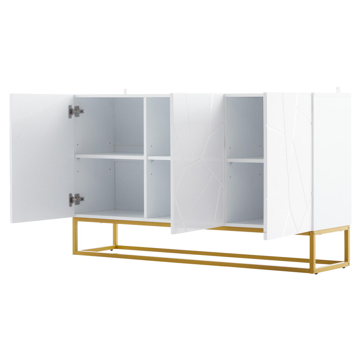 SIDEBOARD Weiß, Gold 130/35/76 cm - Weiß, Holzwerkstoff (130/76/35cm) - PANGIVO