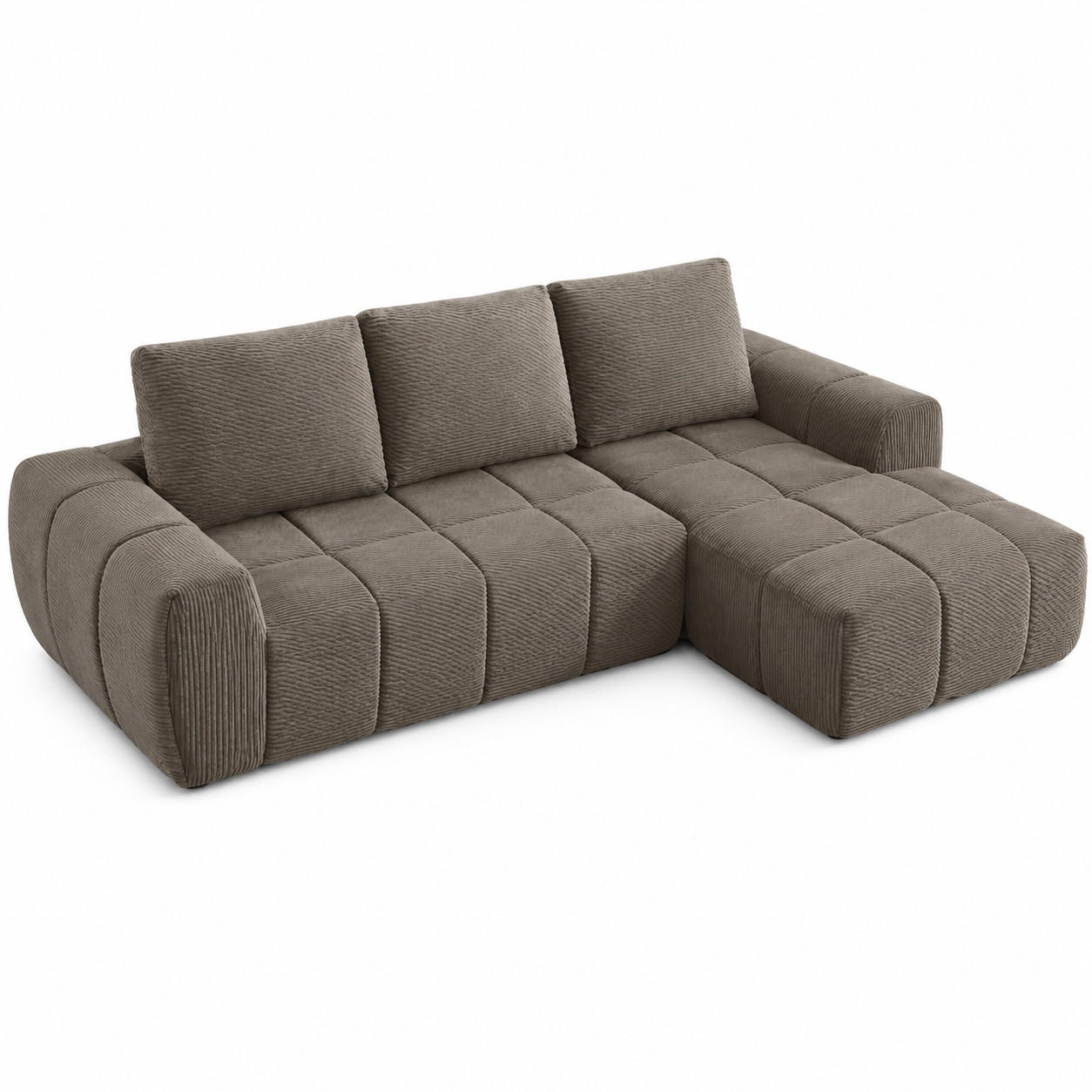 ECKSOFA Cord Taupe mit Kissen - Taupe, Textil (255/162cm) - WISHDOR