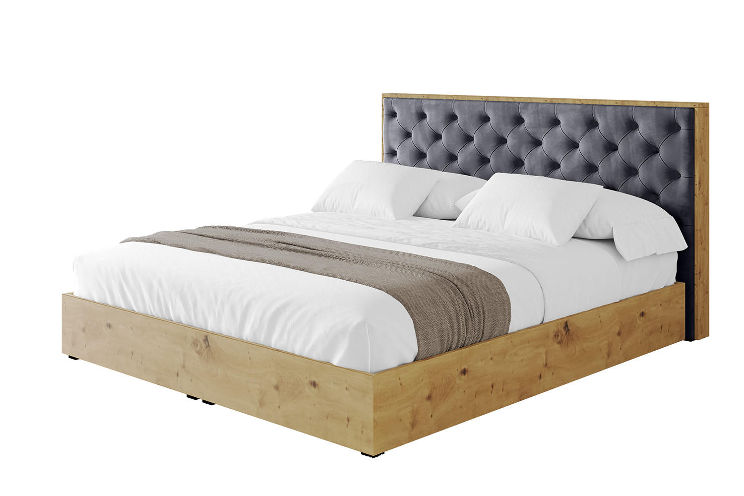 POLSTERBETT mit Bettkasten und Lattenrost, Bett mit Matratze H3/H4 - ENZO3 200x200 Dunkelgrau - Dunkelgrau, Holzwerkstoff/Textil (200/200cm) - ALTDECOR