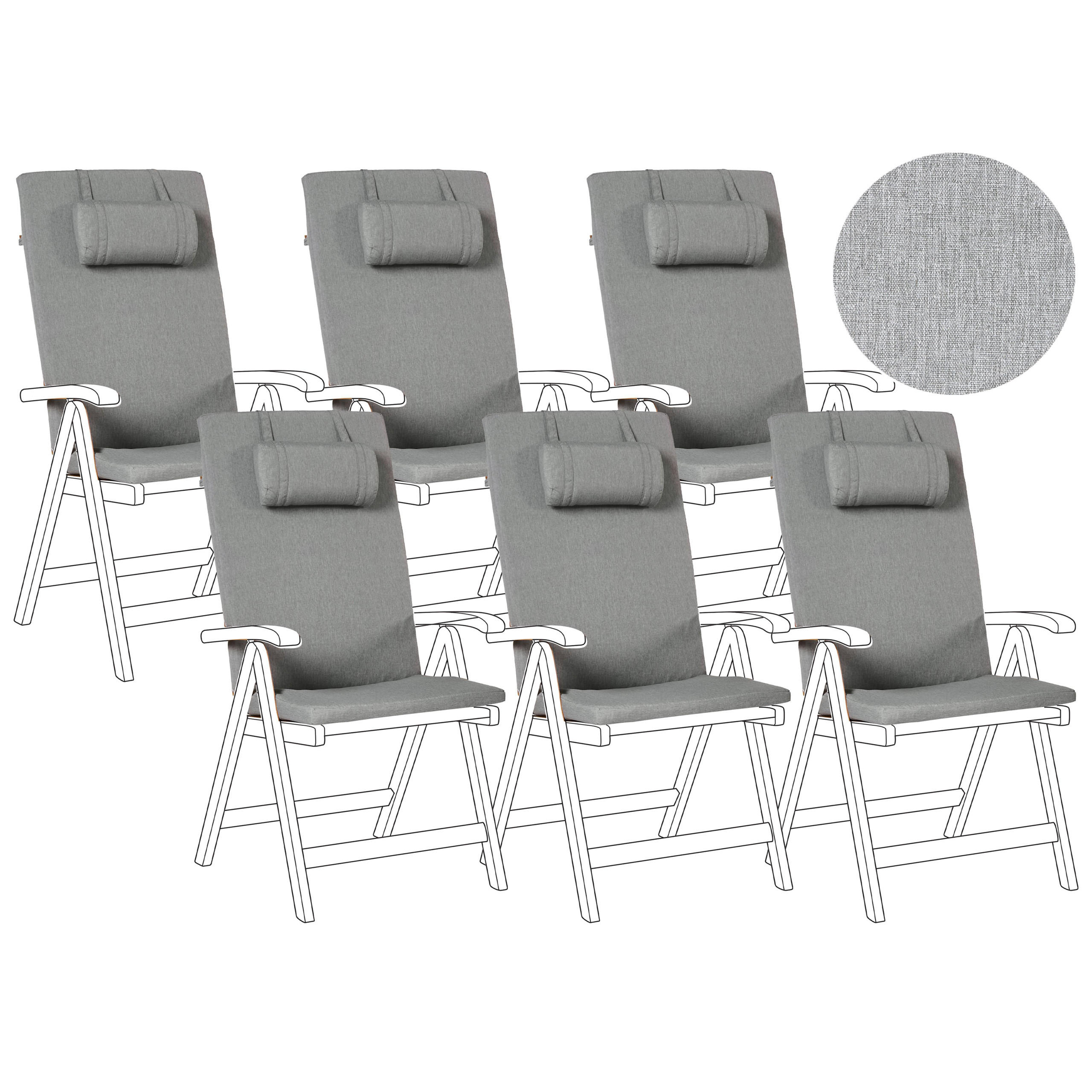 Beliani VENKOVNÍ sedací polštář sada 6 ks Šedý melírovaný 50/45 cm Java/Amantea Premium