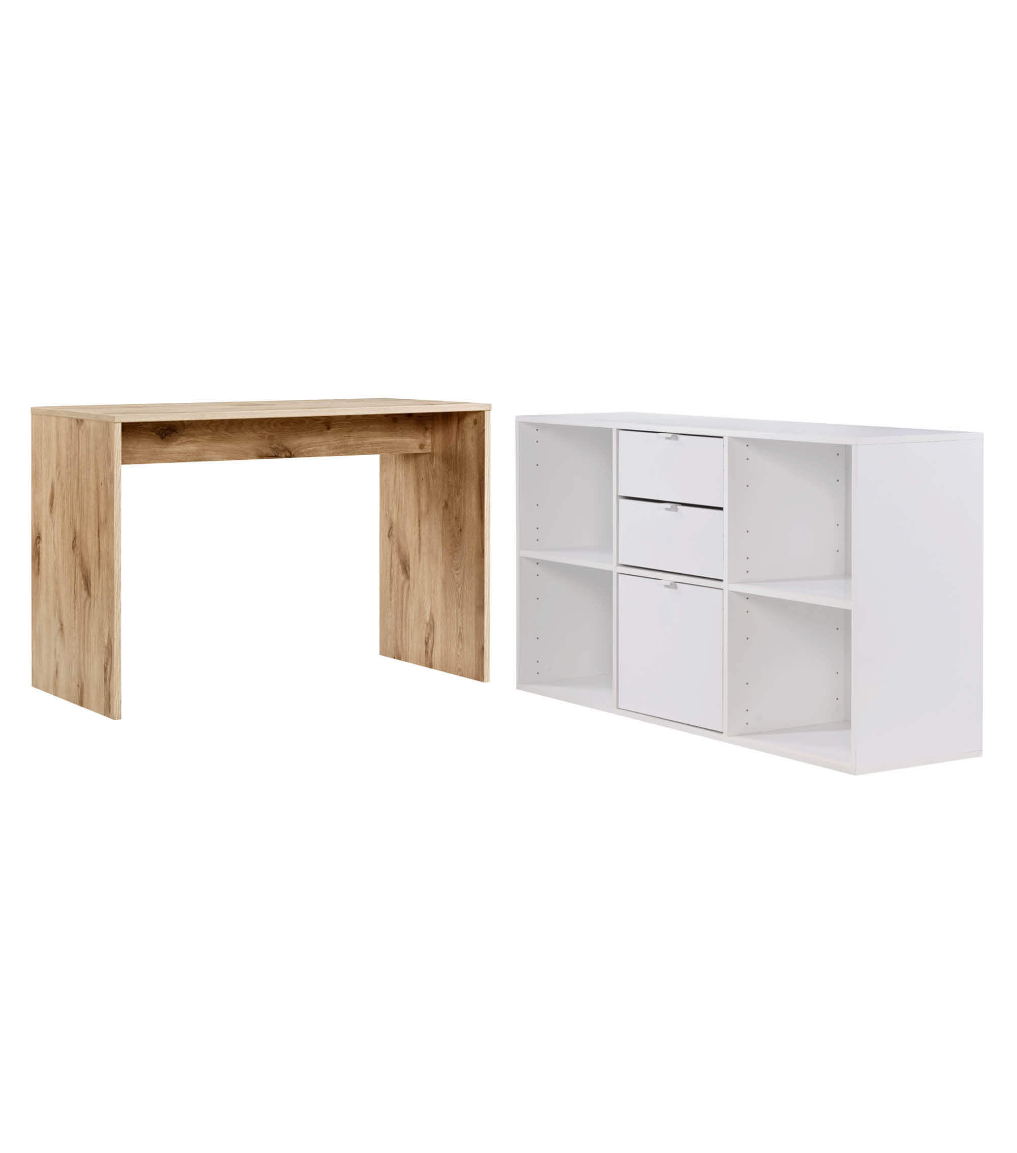 SCHREIBTISCH Der Produktive - Eichefarben/Weiß, Holzwerkstoff (54/112/77cm) - Mokebo