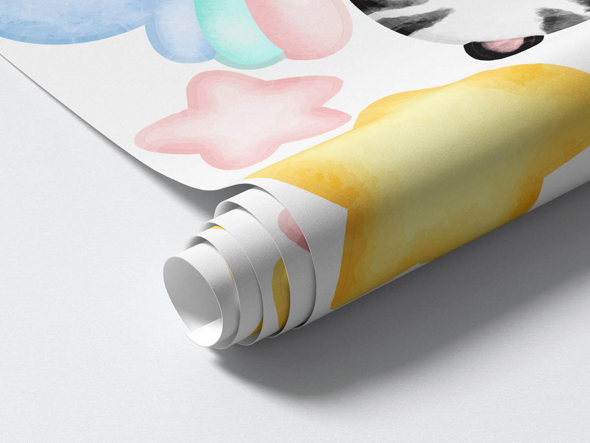 WANDAUFKLEBER 130x199cm - Tiere in den Wolken - Multicolor, Kunststoff (130/199/0.1cm) - Wallfluent