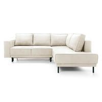 ECKSOFA Rodario Hellbeige Velours - Ecru/Schwarz, Textil/Metall (247/187cm) - Selsey