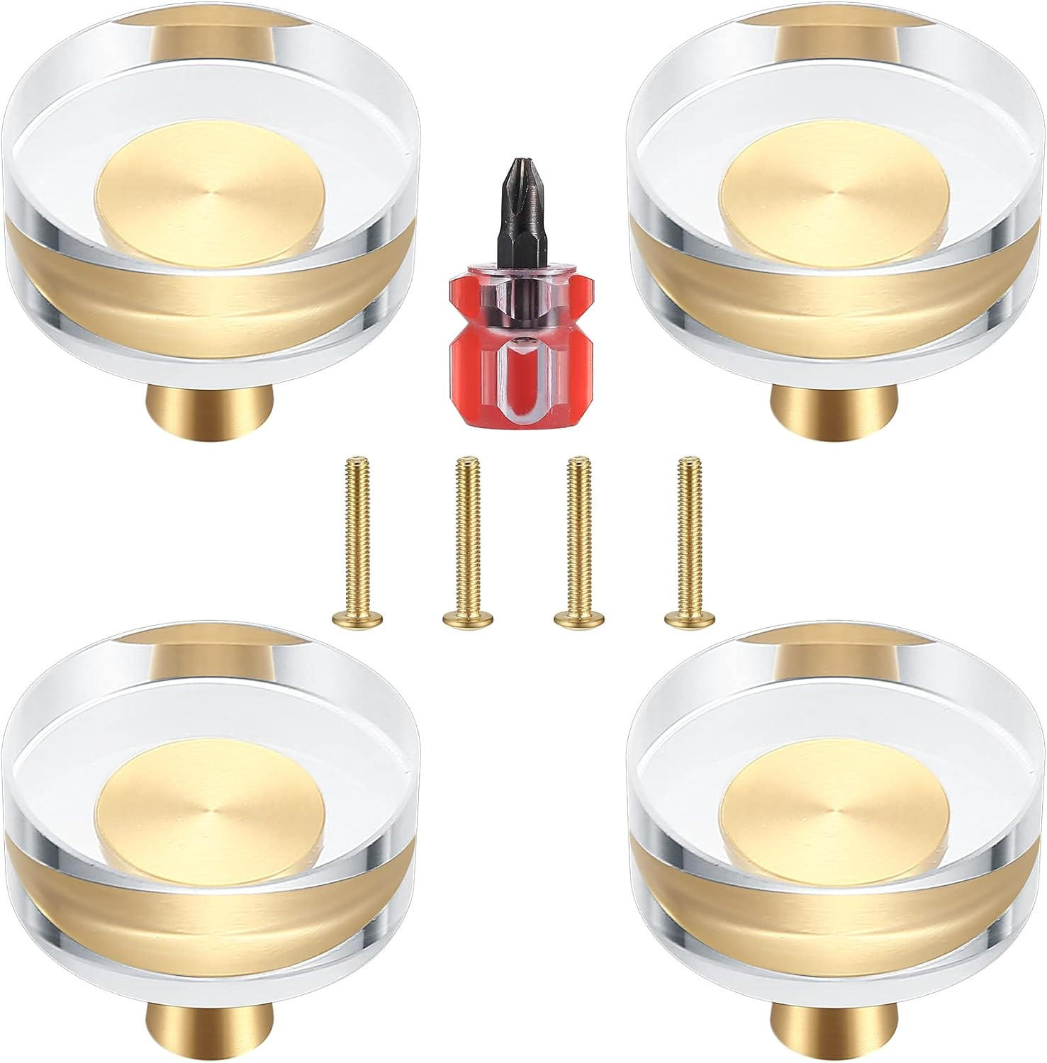 SCHRANKKNOPF Kristall 4er-Set 30x27 mm - Transparent, Metall (0.3/2.7/0.3cm)