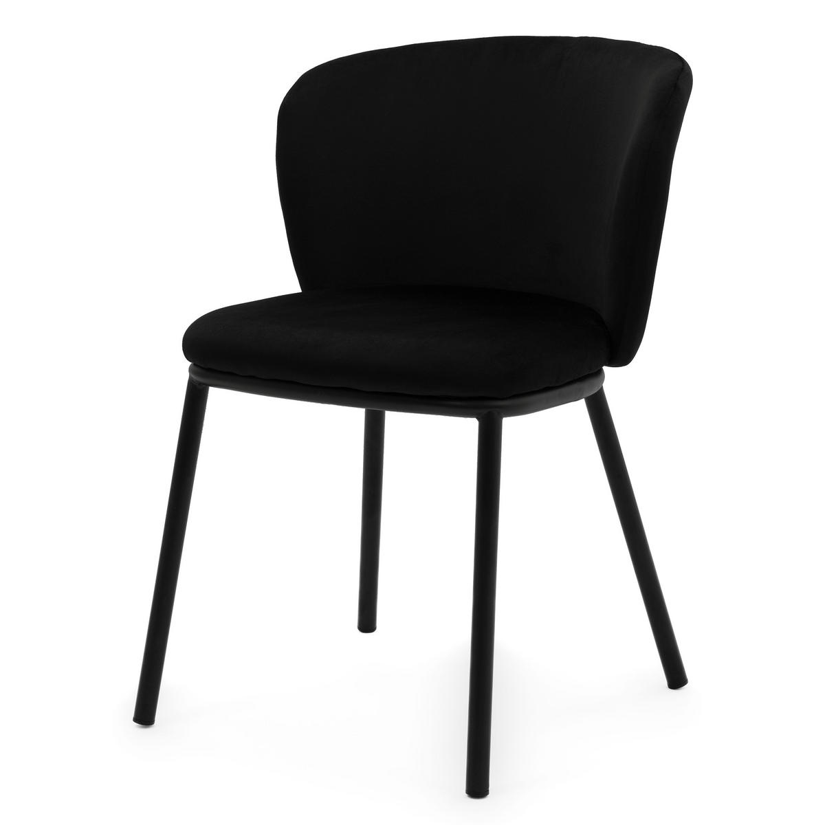 STUHL BARI gepolsterter mit Steppung - schwarz - Samt Velour - Schwarz, Textil/Metall (54/81/57cm) - NEW HOME