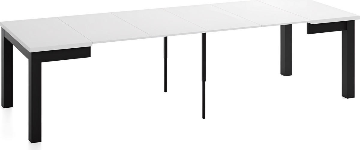 ESSTISCH Toren ausziehbar verlängerbar quadratisch, Weiß 90-290/90/76.5 cm - Schwarz/Weiß, Holz/Holzwerkstoff (90/90/77cm) - WFL GROUP