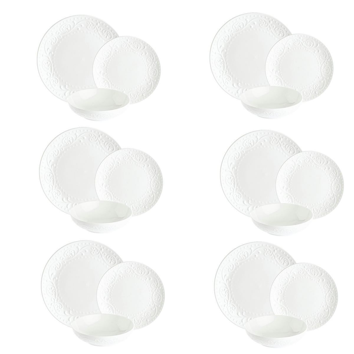 SPEISESERVICE Sognante 18 Teilig - Weiß, Keramik (23/29/38cm)