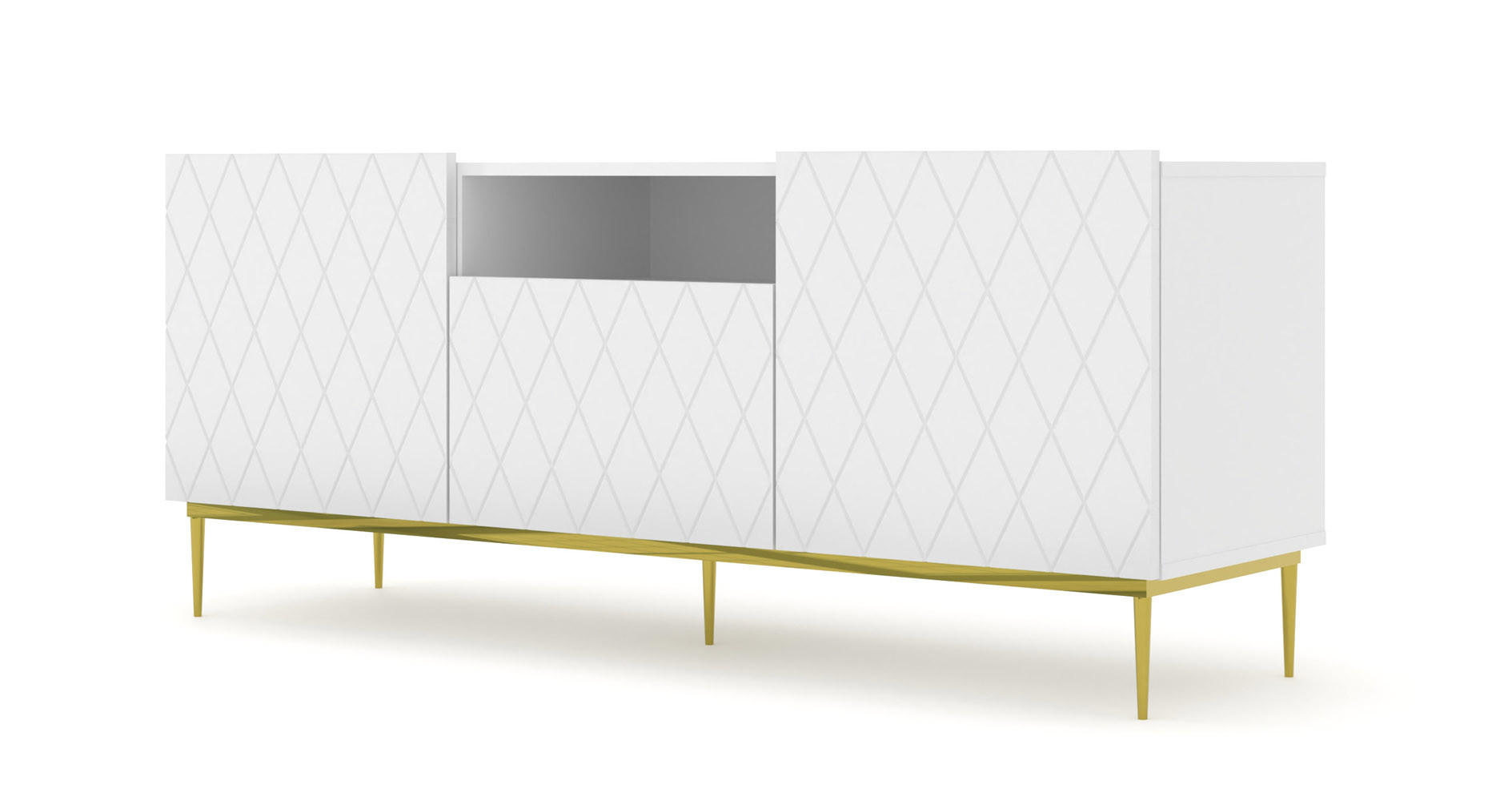 TV LOWBOARD Weiß, Gold 145/60/40 - Goldfarben/Weiß, Holzwerkstoff (145/60/40cm) - RAUMHIRSCH FURNITURE