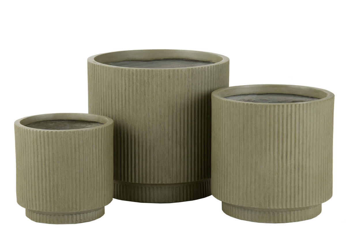 BLUMENTOPF MISTY - Töpferei - Grün - 3er set - Ø 37 cm - Grün, Keramik (37/37cm) - J-Line