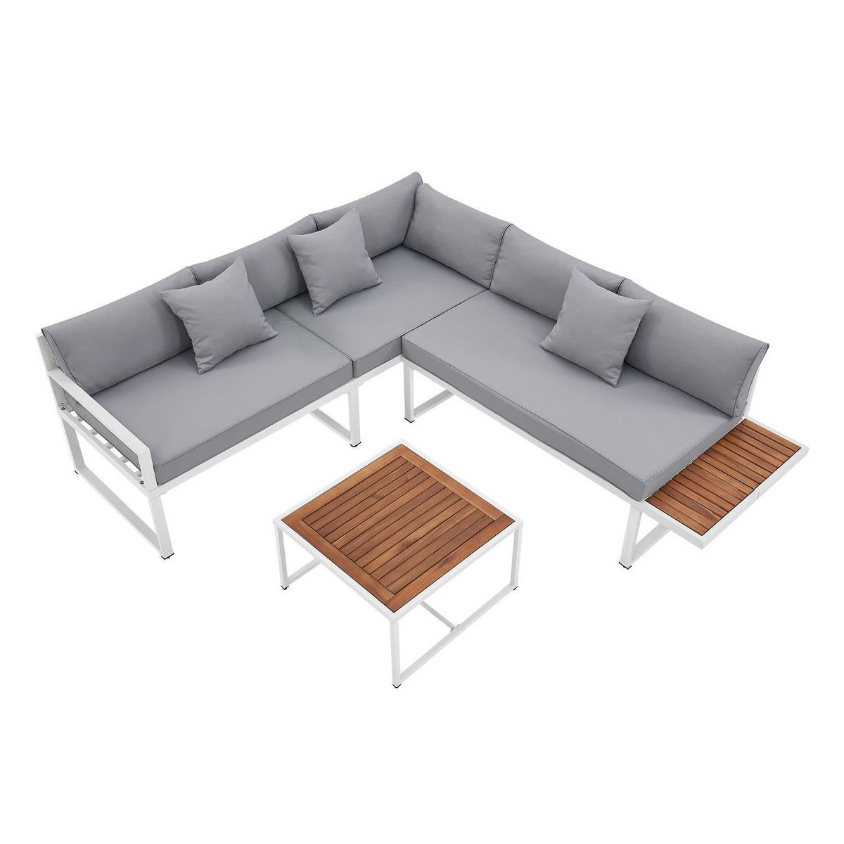 LOUNGEGARNITUR St. Tropez weiß - Weiß, Metall - Juskys