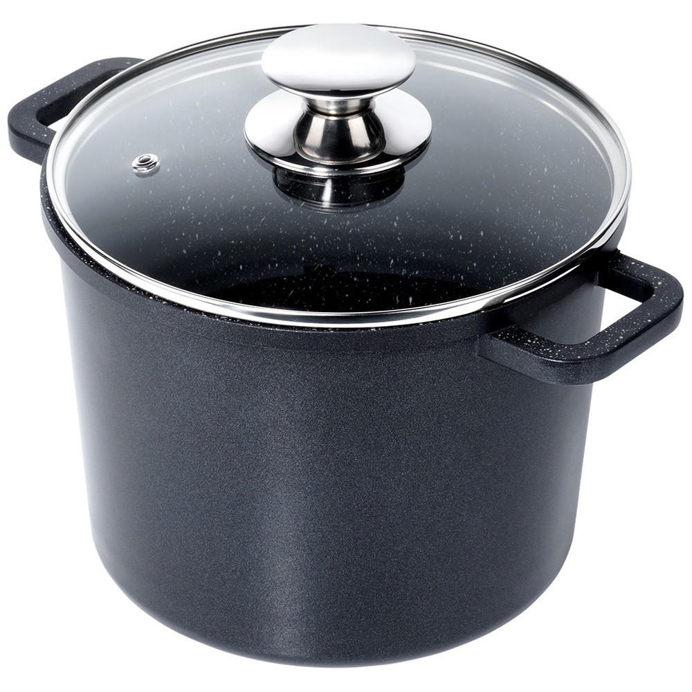 GRANITTOPF Grande hoch mit Glasdeckel schwarz - Schwarz, Metall (21cm) - Orion 