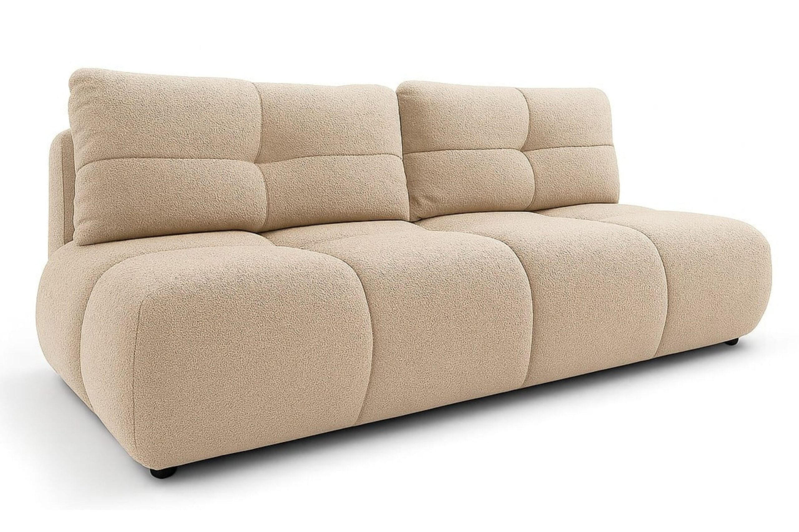 SCHLAFSOFA MILA, Sofa mit Schlaffunktion und Bettkasten, Farbe: Beige, Bouclé-Stoff - Beige, Textil (214/89/104cm) - Sepro Meble