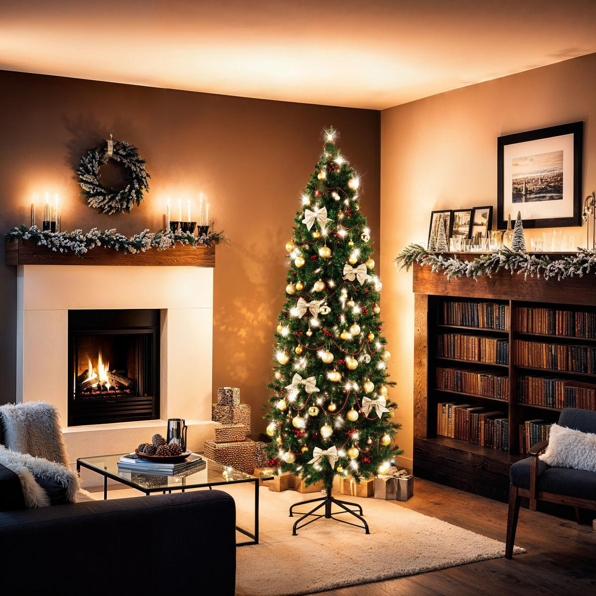 WEIHNACHTSBAUM Comet,pulverbeschichteter Metallständer mit Kunststoffkappen,grün - Grün, Kunststoff (150cm) - tectake