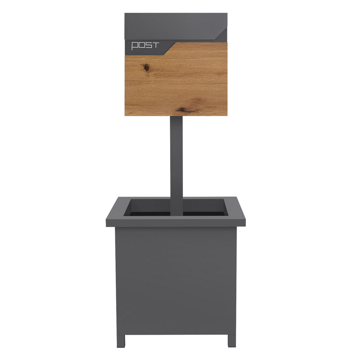BRIEFKASTEN Anthrazit-Holzoptik mit bepflanzbarem Ständer - Anthrazit, Metall (120cm) - ML-DESIGN