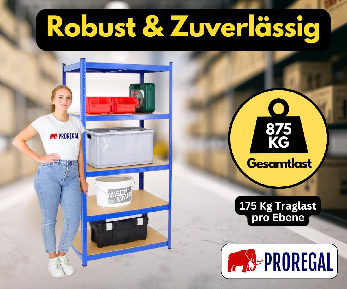 SCHWERLASTREGAL Taurus 180x90x60 cm Fachlast 175 kg Blau - Blau, Metall (90/180/60cm) - PROREGAL